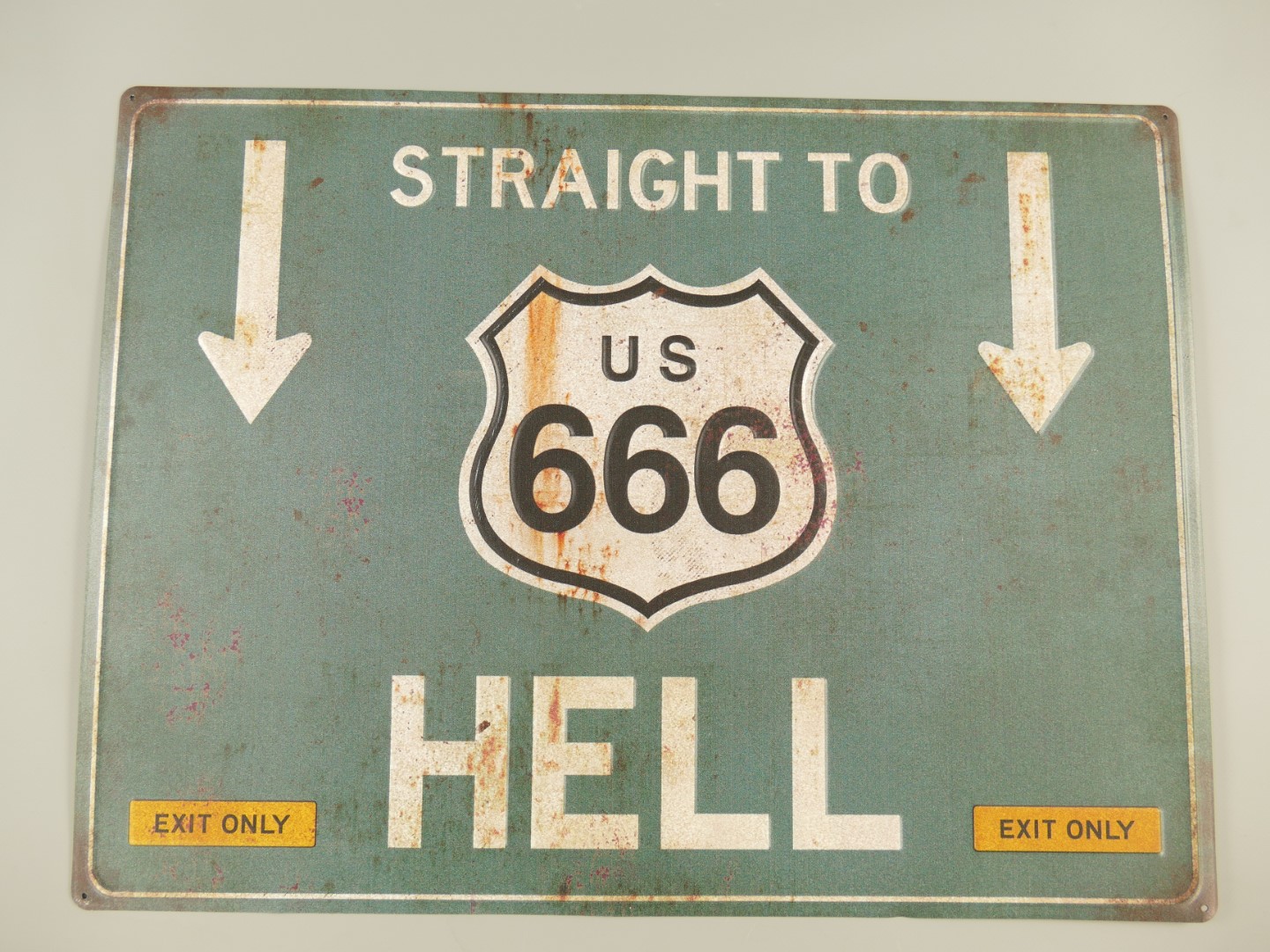 US 666 Strassenschild Straight to Hell 58x43cm